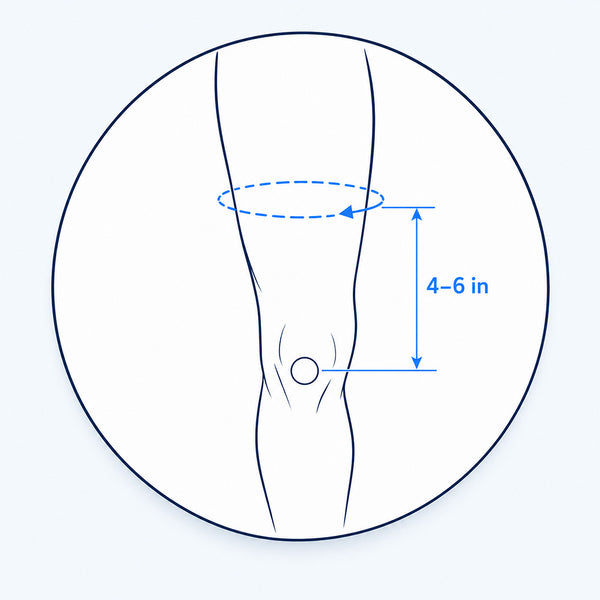 Tape around thigh above kneecap